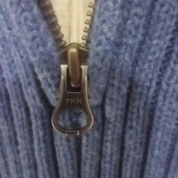 Lands End Blue 1/4 Zip Long Sleeve Ribbed Knit Pullover sz L - Picture 4 of 10